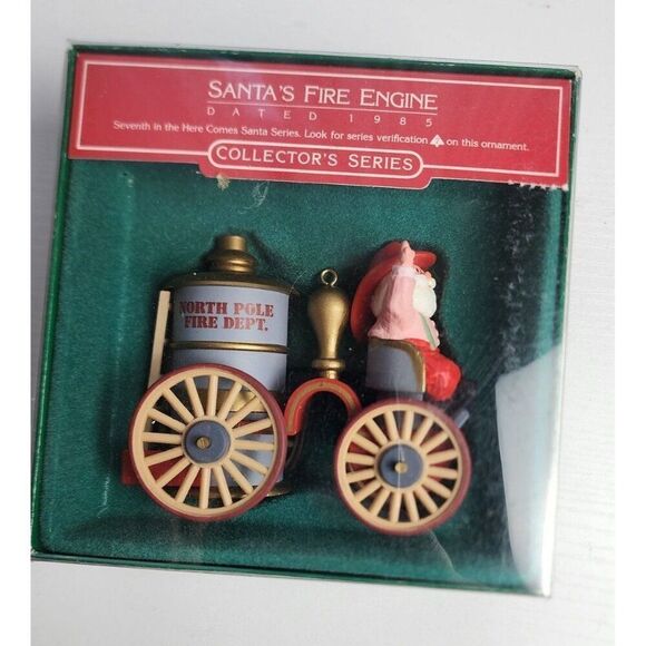 Hallmark 1985 Here Comes Santa Vintage Santa's Fire Engine Christmas Ornament - Picture 1 of 2